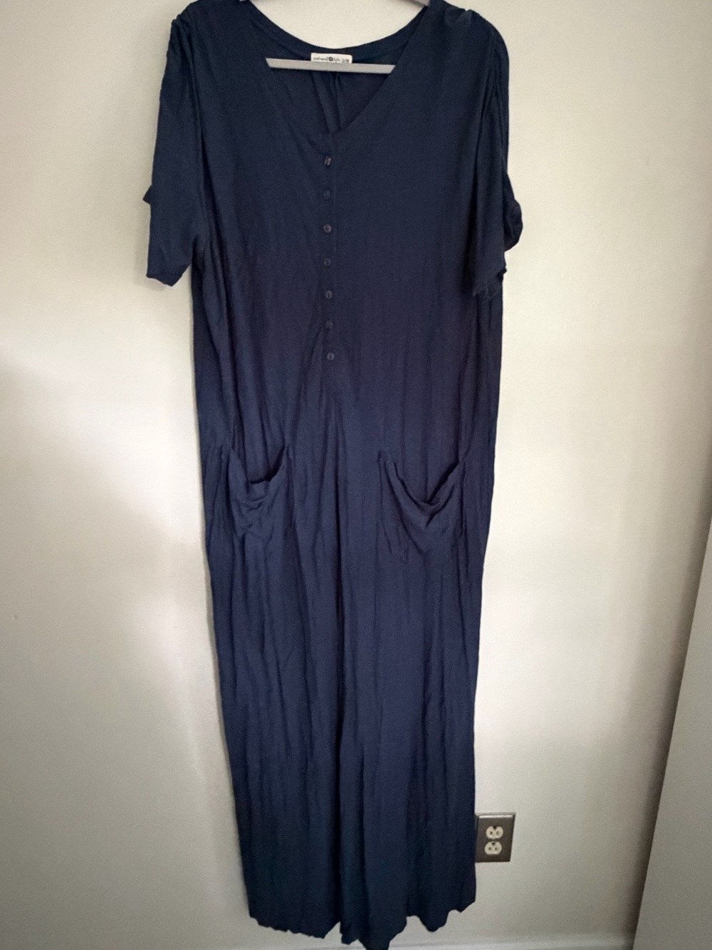 NATURAL LIFE Avery Wide-Leg Linen Blend Jumpsuit - Women's Size S/M -Indigo Boho
